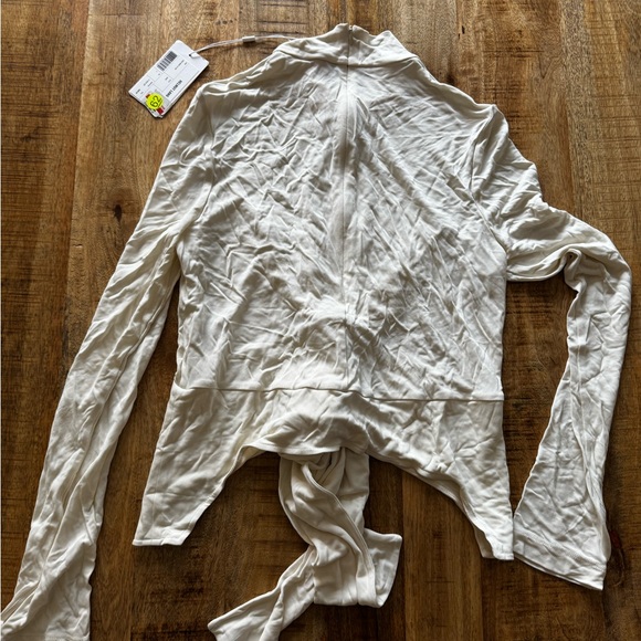 Helmut Lang ivory Cream Long Sleeve Women's Top knot tie wrap NWT large - Picture 8 of 13